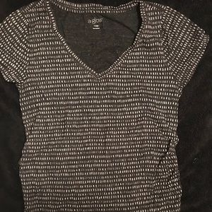 🤰Black & Tan Ruched Short Sleeve V-neck Tee🤰